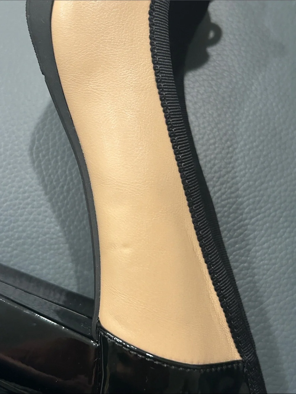 Anne Klein Flex Tan and Black Block Shiny Heels Pumps with Chain Accent